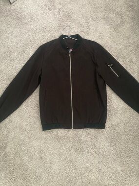 Men's Black Bomber-Style Zip Sweater